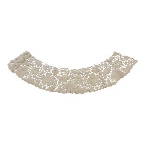 Antique Handmade Needle European Lace Collar Floral Bird Motif Cream Off White